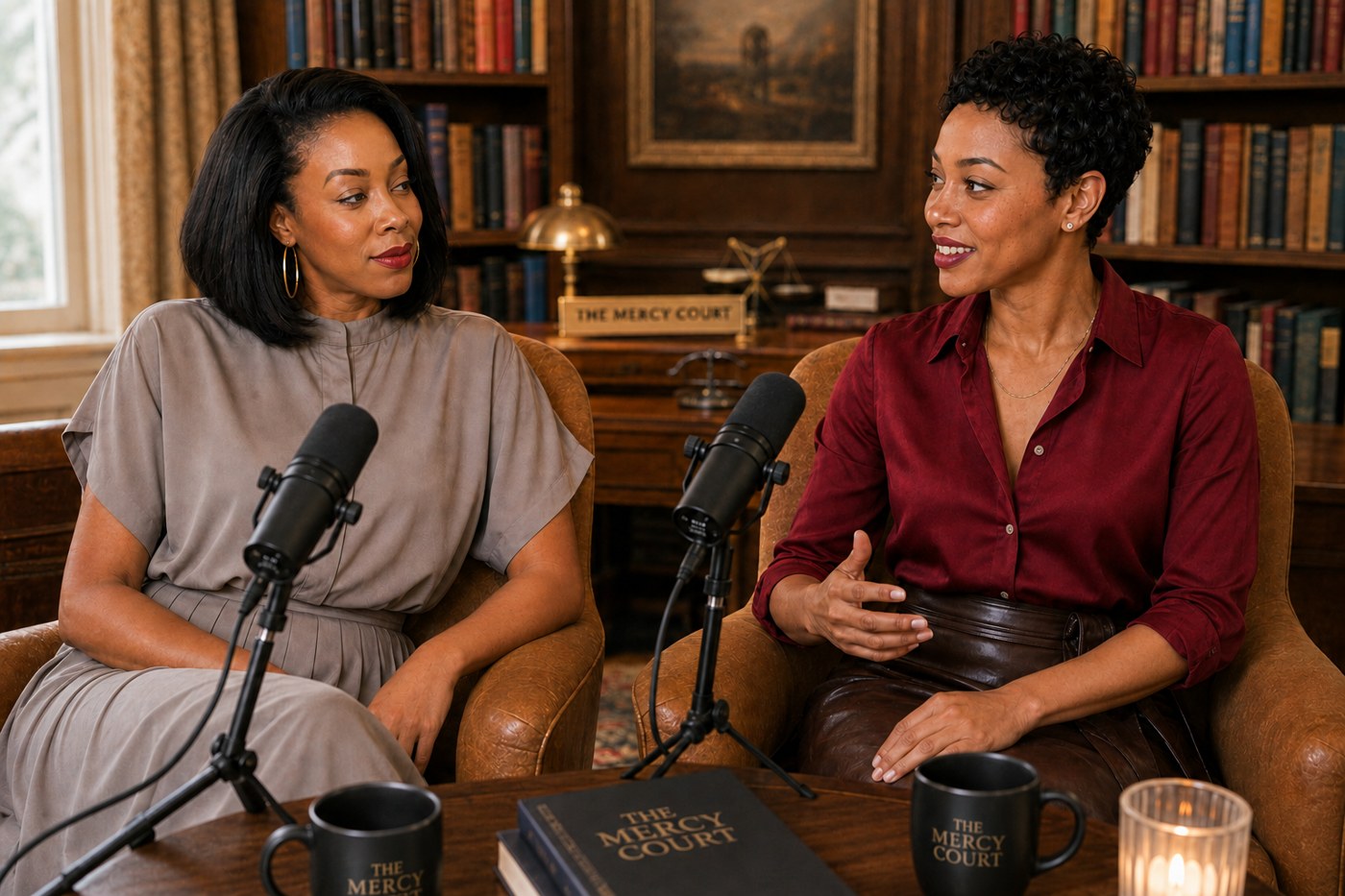 Amara and Nkechi in conversation at The Mercy Court
